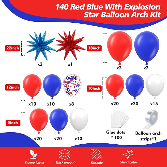 Red White and Blue Balloon Arch Kit - Image 2