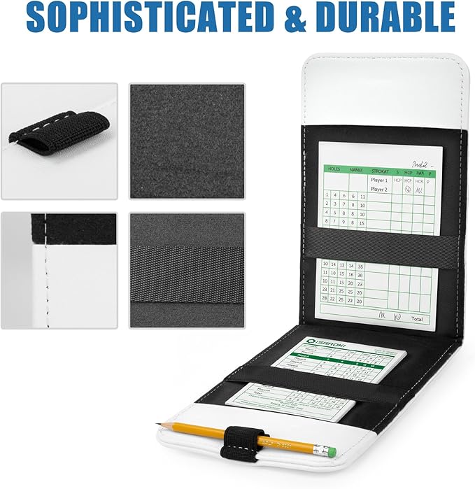 Leather Golf Scorecard Holder - Golf Scorecard & Yardage Book Holder Cover Universal Fit for Scorecard, Golf Accessories Fit for Most Back Pocket Golf Gifts