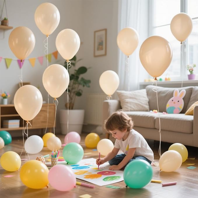 Cream Balloons Latex Party Balloons 100 Pack 12 inch Round Beige Neutral Sand - Image 7