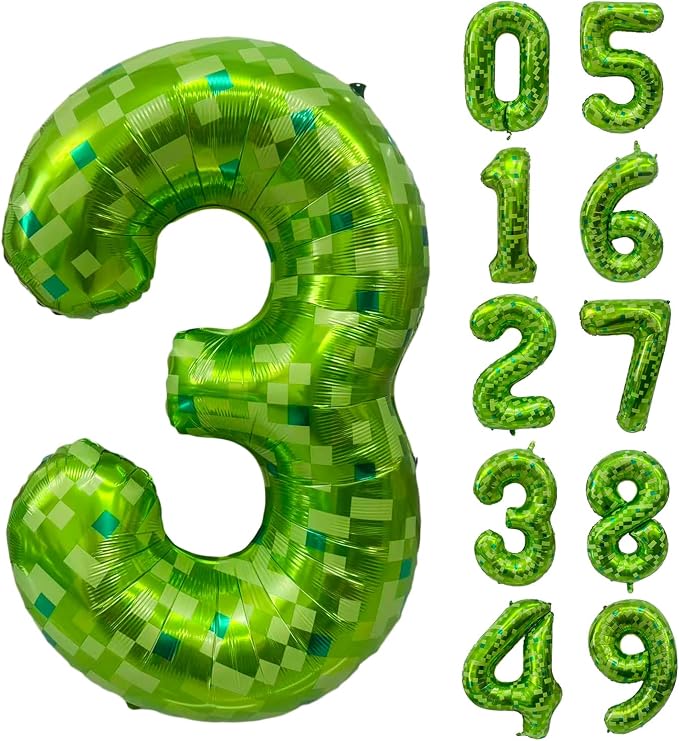 Green Number Balloons, Gaint Green Pixel Number 3 Balloon 40 Inch Dark green 3 by Yeodong