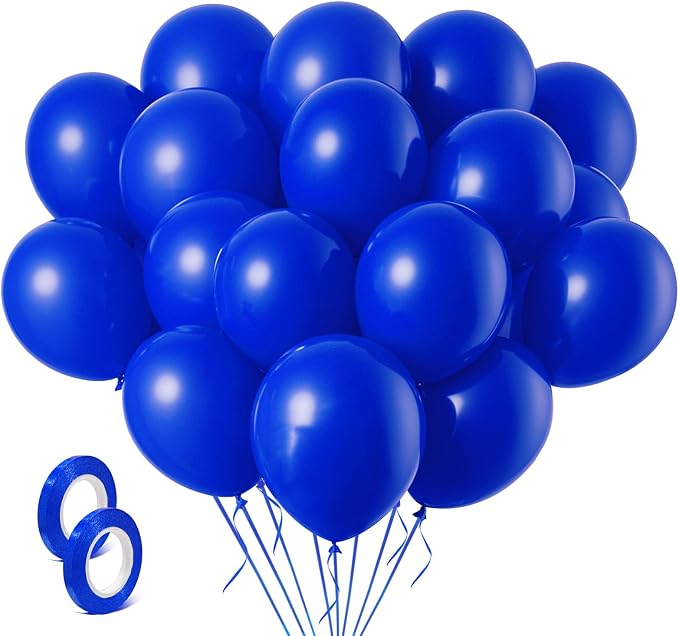 Blue Balloons Blue Party Decorations 100 Pack 12 inch Round Royal Blue Balloons by BOMSI