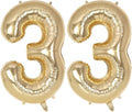 Champagne Gold Large Number 33 Balloon, 40 Inch Light Gold Foil Helium Number by AIQINHU