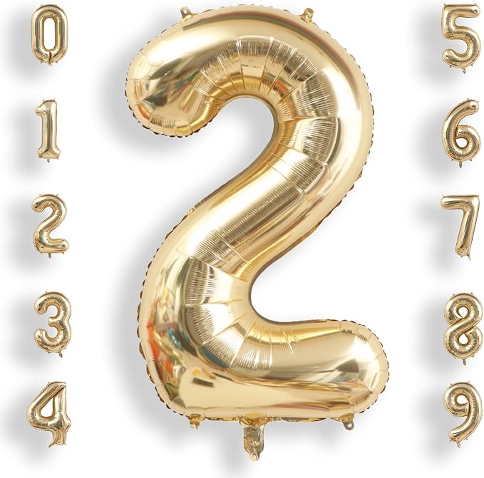AULE 40 Inch Light Gold 2 Balloon Number Foil 0-9 Birthday Big Numbers | by AULE
