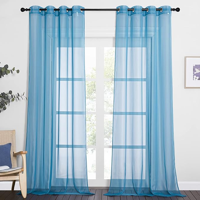 NICETOWN Living Room Sheer Curtains 96 inch Length, Grommet Airy Voile Sheer by NICETOWN