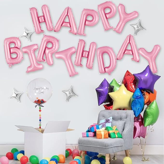 Happy Birthday Balloons Banner, Foil Balloon Personalized Name Letters Balloons - Image 2