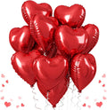 Red Heart Balloons, 18 Inch Metallic Red Foil Balloon Helium 10Pcs Large Ruby by TAOYE