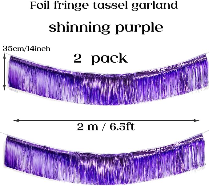 Premium Shiny Purple Fringe Tinsel Garland - Image 6