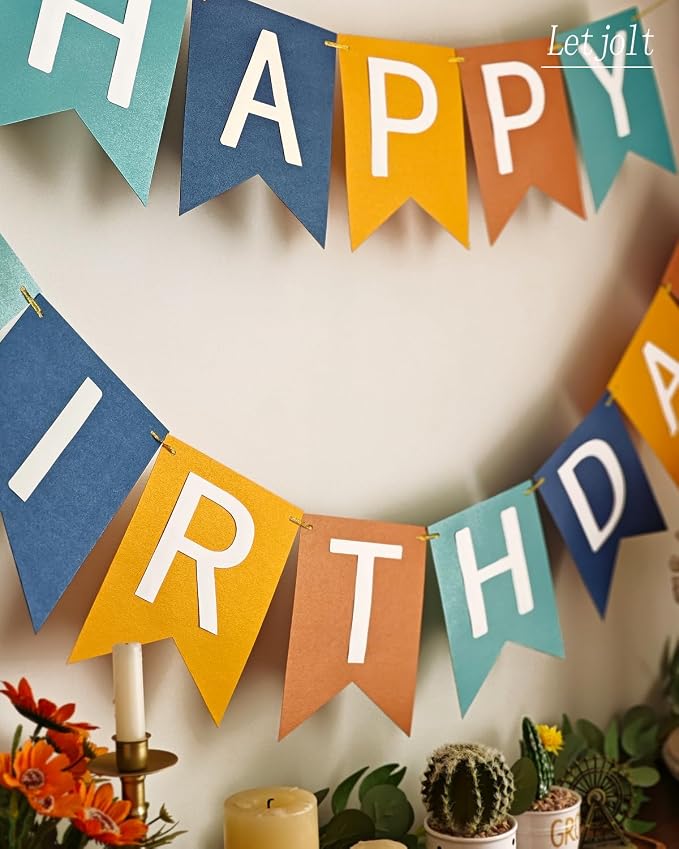 Letjolt Happy Birthday Banner Blue Orange Handmade Kids Party 13pcs | Birthday - Image 4