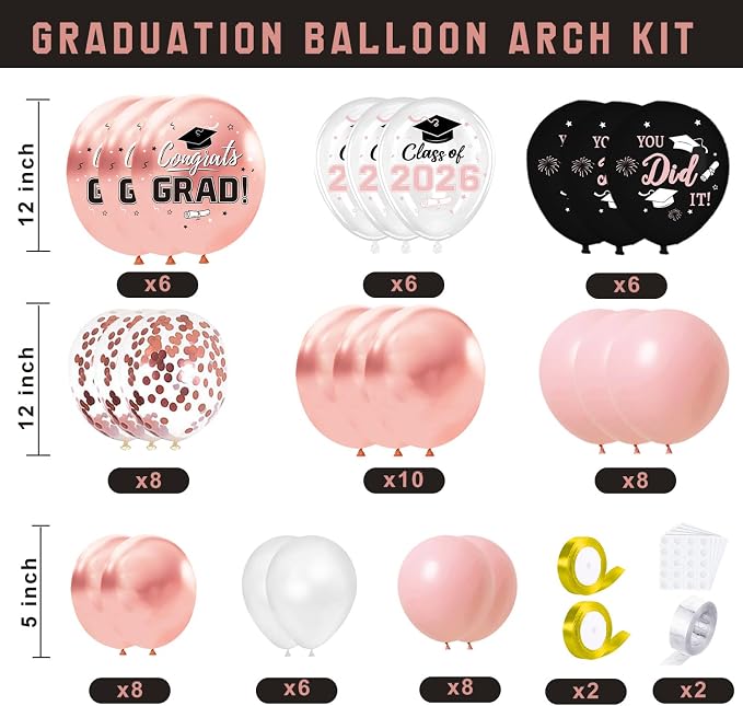 Rose Gold Graduation Decorations 2026, Congrats Grad Decorations - Image 3
