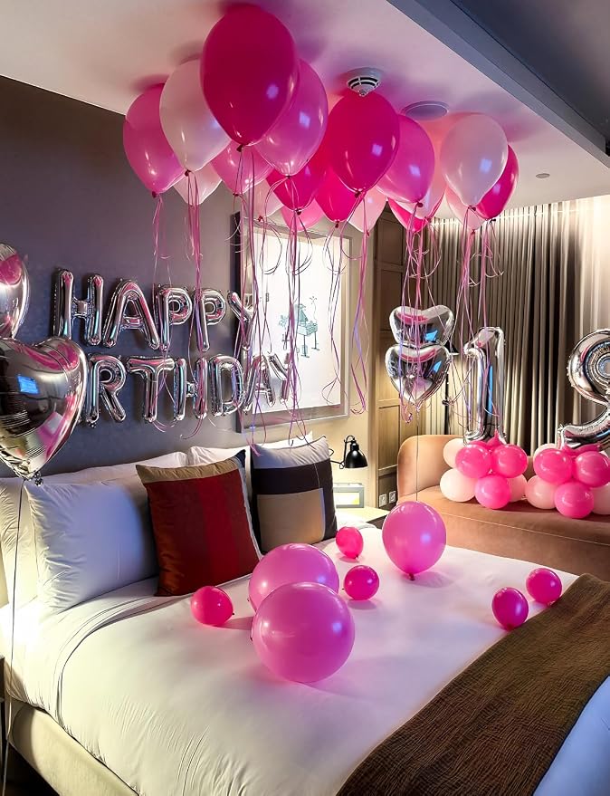 Pink Balloons Set, Metallic Chrome Pearl and Macaron Pink Balloons - Image 2
