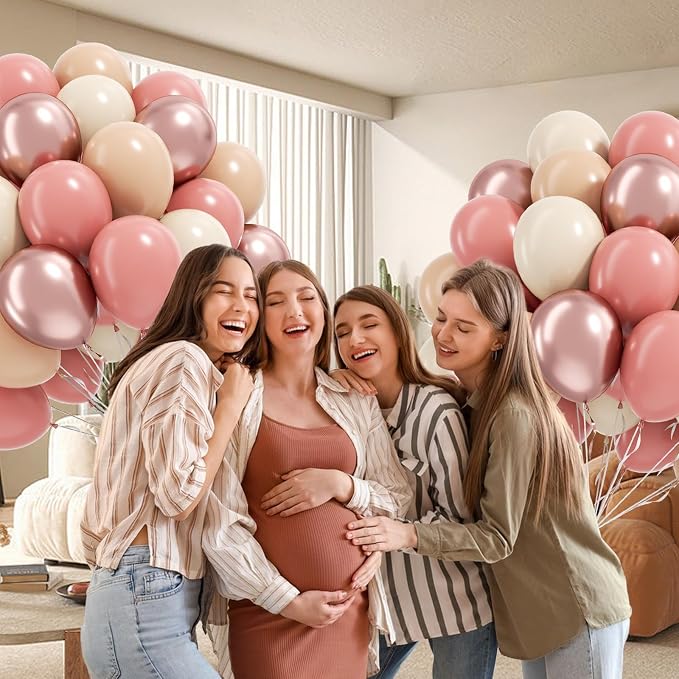 60pcs Dusty Pink Balloons, Blush Pink Dusty Rose Nude Ivory White Metallic Rose - Image 6
