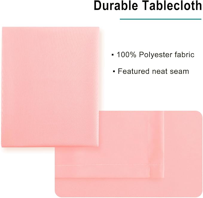 Hiasan Rose Pink Tablecloth for Square Tables - Waterproof and Spillproof Washable Fabric Table Cloth for Dining Room Kitchen Party, 40 x 40 Inch