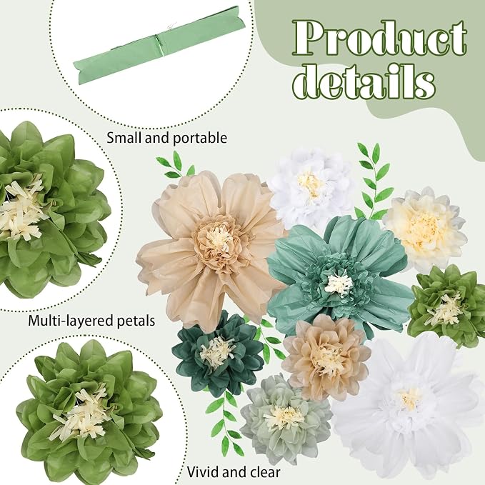 TaoBary Large Colorful Tissue Paper Flowers Giant Fiesta Paper Pom Poms - Image 3