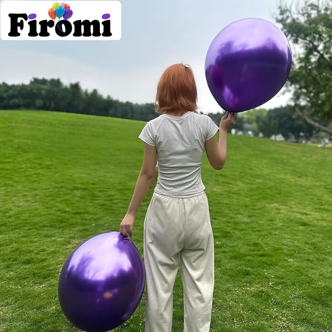Firomi Metallic Chrome Purple Balloons 18-inch 12 Pack | Large Helium Shiny - Image 5