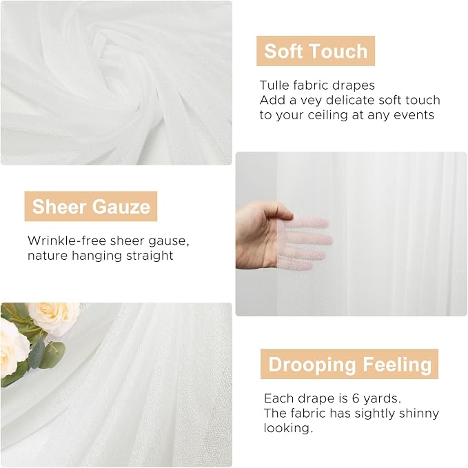 Ivory Wedding Arch Draping Fabric Backdrop Drapes Sheer 28.7"x 20FT | Sheer - Image 2