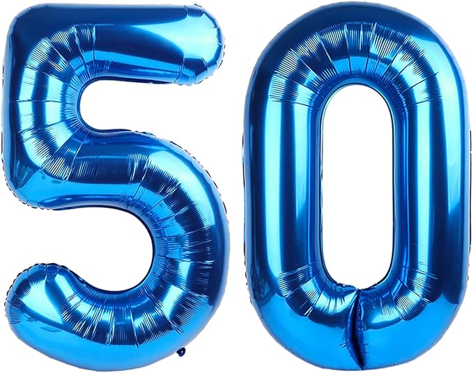 Number Balloons 50 Balloon 40 inch Dark Blue by Enyeopd