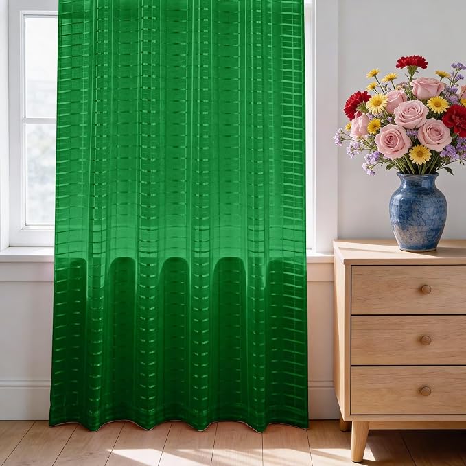 SpaceDresser Check Sheer Curtains 63 Inches Long - Image 3