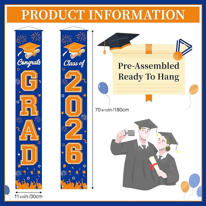 Graduation Decorations 2026 Porch Banner, Congrats Grad Class of 2026 Banner - Image 2