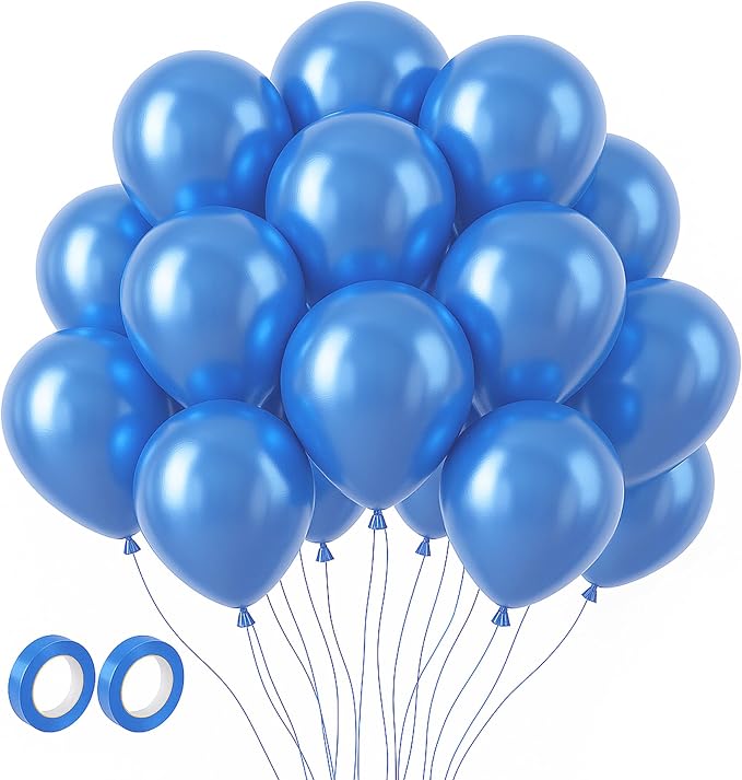 Voircoloria 105pcs Metallic Blue Party Latex Balloons, 12inch | by Voircoloria