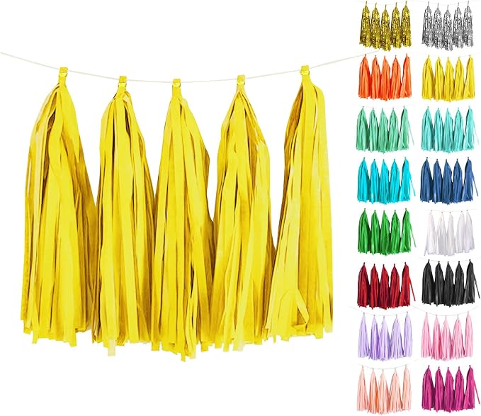 Light Yellow Tissue Paper Tassels Garland Banner by ODDODDY