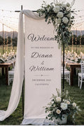 Wedding Welcome Sign Banner Personalized Custom Name Linen Fabric Wedding by Custom
