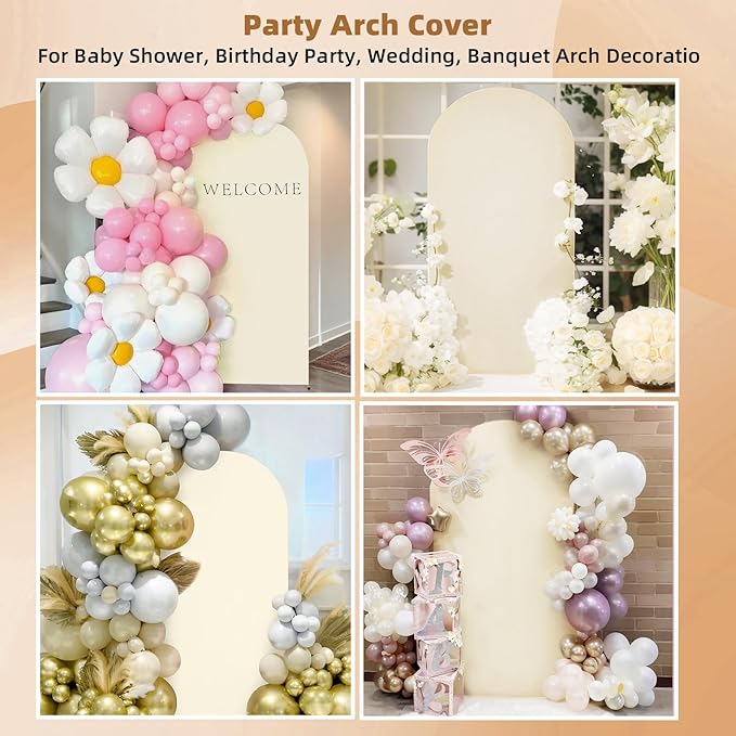 HEMMOTOP Light Beige Arch Backdrop Cover (No Arch Stand), 6 ft Spandex Arch Covers Stretchy Backdrop for Balloon Arches, Wedding, Birthday Party, Baby Shower, Banquet Arch Decoratio