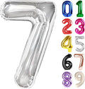 7 Balloon - Silver Birthday Number Balloons, 40 Inch Decorations Men Women | by ALPHADELTAPI