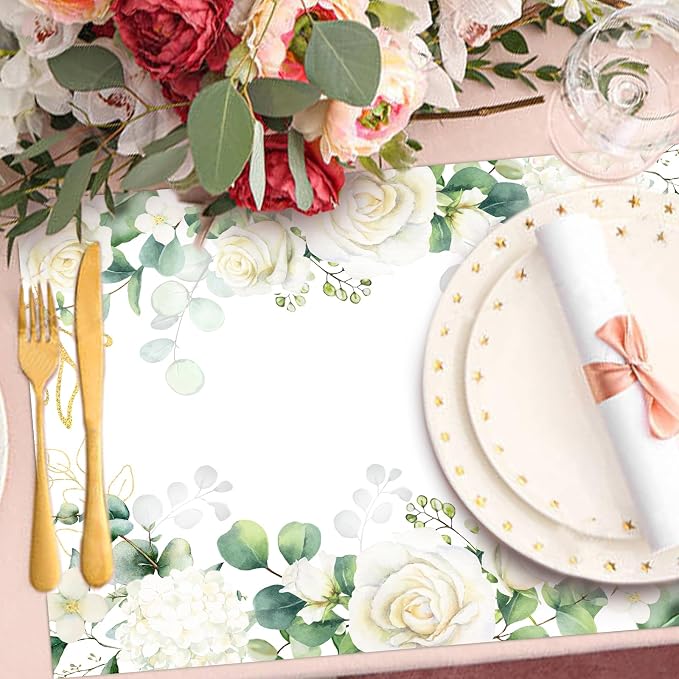 Paper Placemats Disposable 50 Pack Floral Placemat Disposable Place Mats 16 x - Image 4