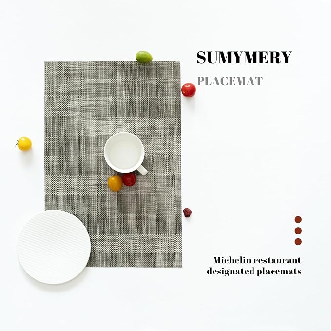 Placemats Set of 8 Vinyl/Plastic Woven Place Mats - Image 5