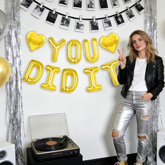 Gold YOU DID IT Congratulations Banner, 16 inch YOU DID IT Letter - Image 6