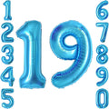 Light Blue Number 19 Balloon 40Inch, Foil Numeral by Unknown