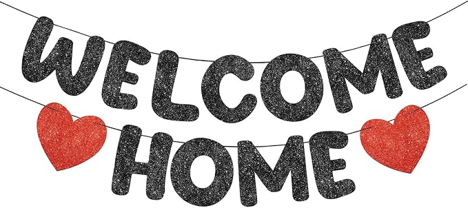 Fulmoon Pre Strung Welcome Home Banner Glitter Funny Welcome Sign by Fulmoon