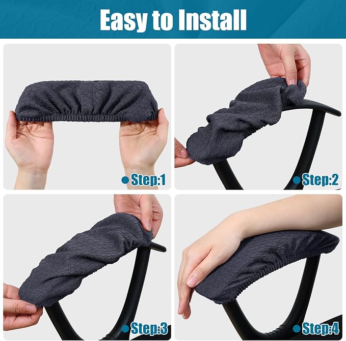 Smiry Office Computer Chair Armrest Covers, Dark Grey - Image 4
