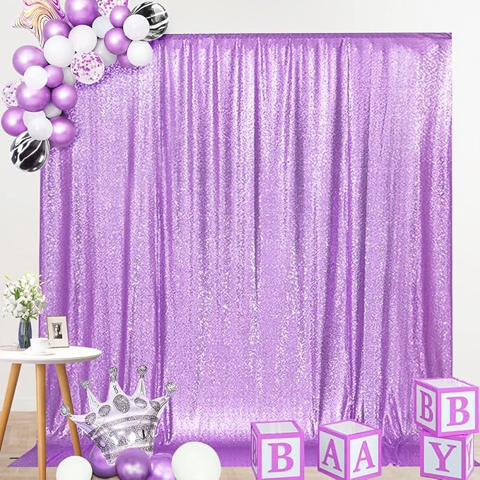 SquarePie 8x8ft Lavender Sequin Backdrop, High Density Non-Transparent Glitter - Image 7