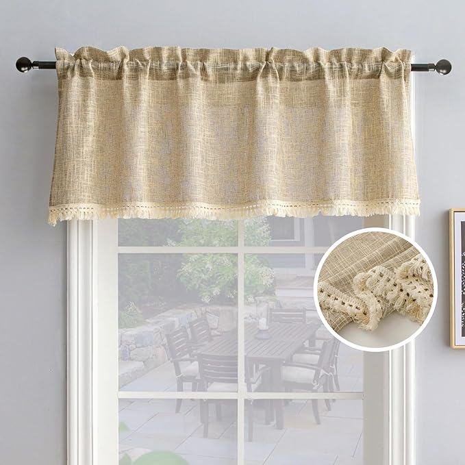 Beda Home Tassel Linen Textured Swag Curtain Valance by BedaHomeBedaLife