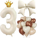 3rd Birthday Decorations for Girl Boy, Cream Number 3 Balloon by LILYZHENG