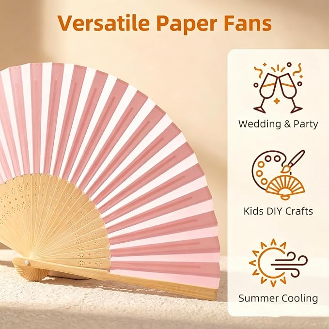 Paper Hand Fans, 8.3 Inch Foldable Handheld Fans - Image 7