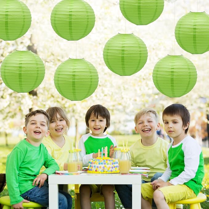 Sage Green Paper Lanterns Chinese Round Lanterns - Image 6