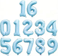 2 Set 20 Pcs Baby Blue Number Balloons 0-9 Number 16 Inch Mylar Foil Balloons by Unknown