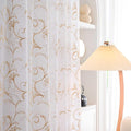 White Sheer Curtains 84 Inches Long, Rod Pocket Sheer Drapes for Living room, Bedroom, 2 Panels, 52"x84", Vintage Beige Floral Patterned Boho Window Curtains for Yard, Patio, Villa, Parlor.