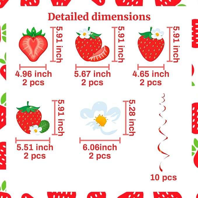 MEETINGU Strawberry Cake Happy Birthday Banner - Image 3