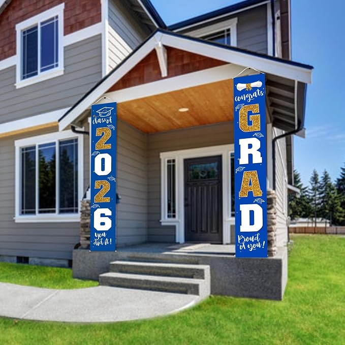 Graduation Decorations 2026 Banner Porch Sign Blue Gold - Image 5
