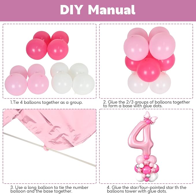 40 Inch Pink Number 4 Balloon for 4th Birthday Decoration Pastel Baby Pink - Image 6