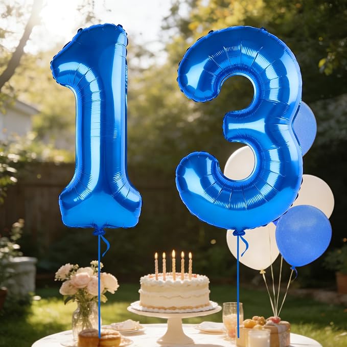 40 Inch Number 13 Balloons for 13th Birthday Party Decorations, 0-100 Dark Blue - Image 3