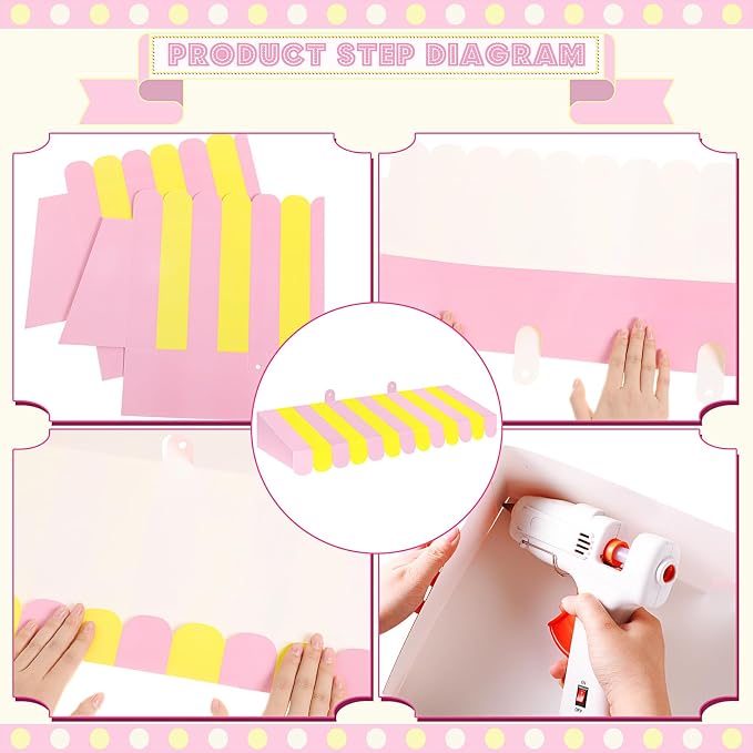 Boao 4 Pack Circus Awning Decoration 3D Stripe Cardboard Awning Carnival Wall - Image 3
