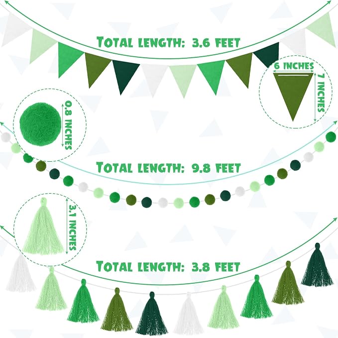 Irenare 9.8 ft Pom Pom Garland for Classroom Felt Rainbow Garland Back to - Image 2
