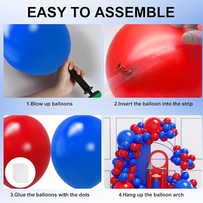 YMSZ Red and Blue Balloon Garland Arch Kit, Graduation, Independence Day - Image 3