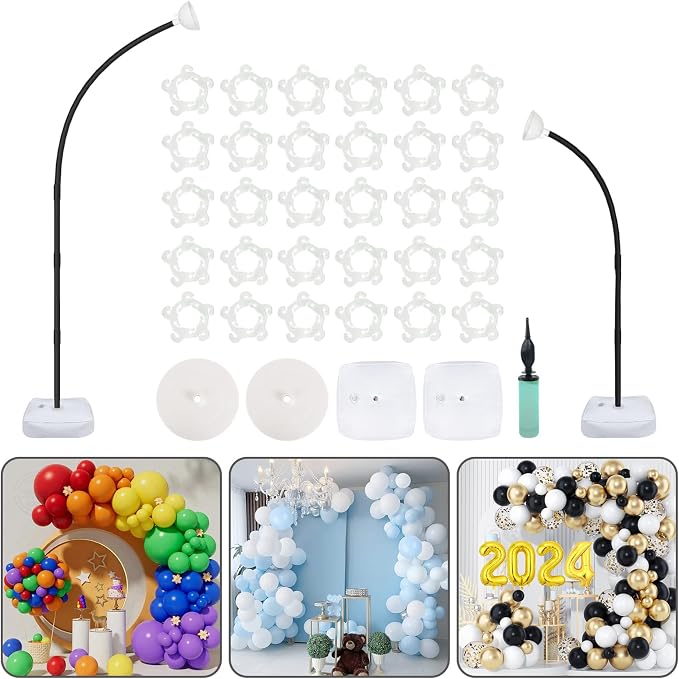 OurWarm 8.2FT & 6FT Balloon Arch Stand Kit, Free Bending Top Balloon Column Kit by OurWarm