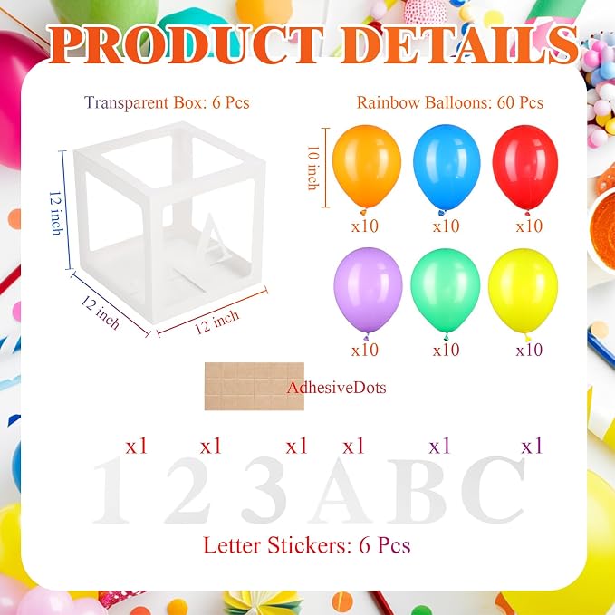 Zhanmai 6 Pcs Abc and 123 Balloon Boxes - Image 2