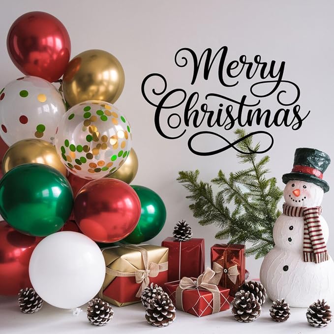 Christmas Balloons, Metallic Gold Latex Confetti Helium Balloons - Image 4